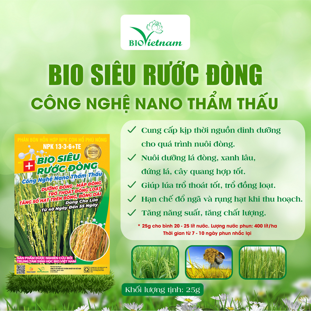 Phân bón Bio siêu rước đòng dành cho lúa